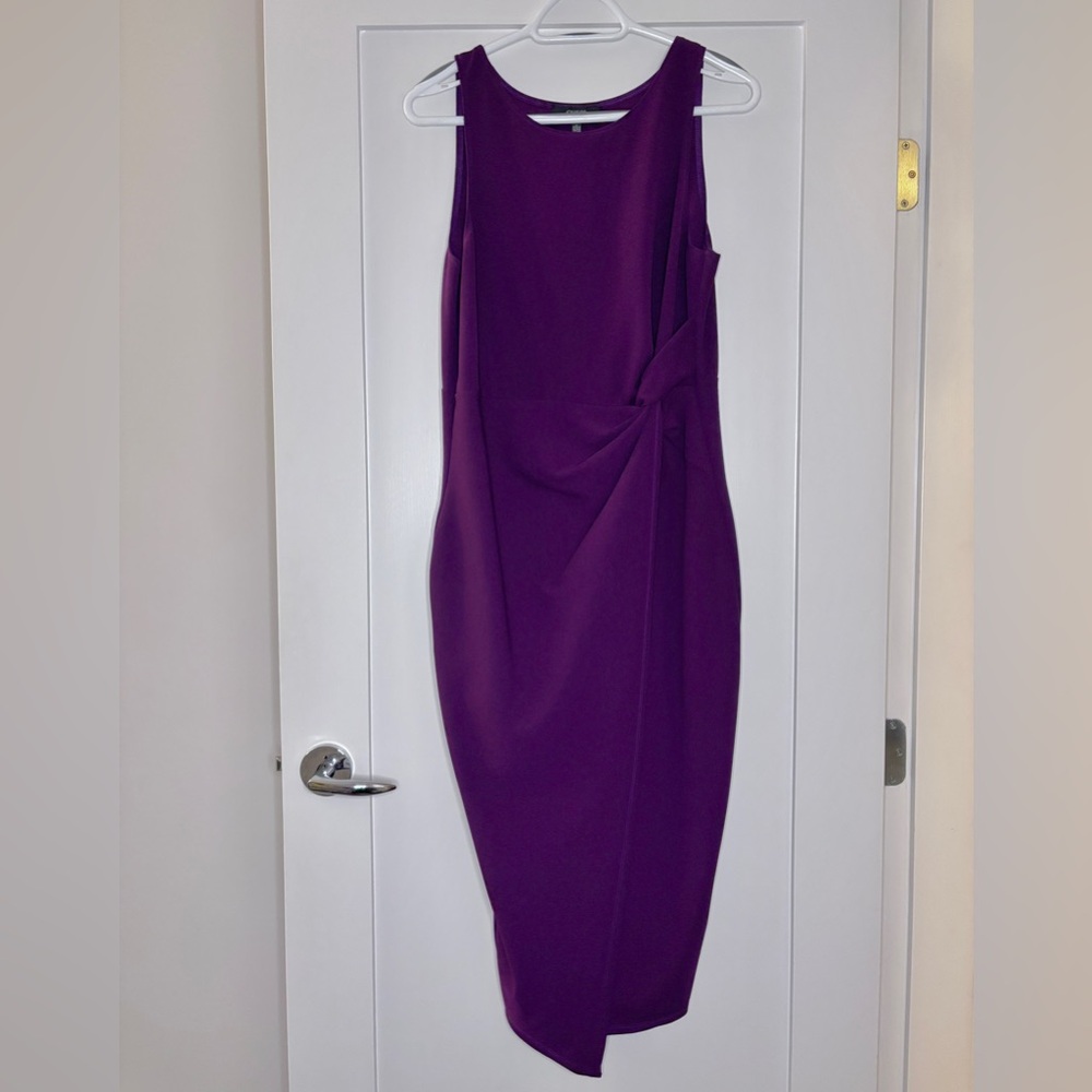 NWOT Guess Purple Twist Front Scuba-Crepe Sheath Dress